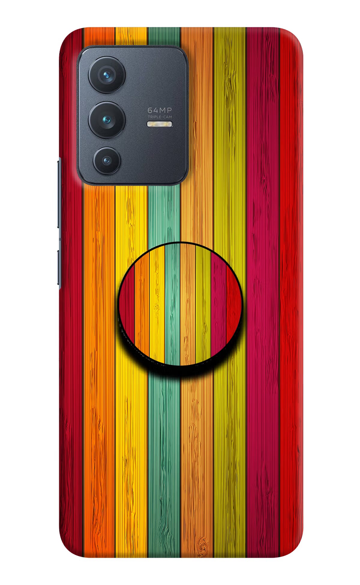 Multicolor Wooden Vivo V23 5G Pop Case by Casekaro