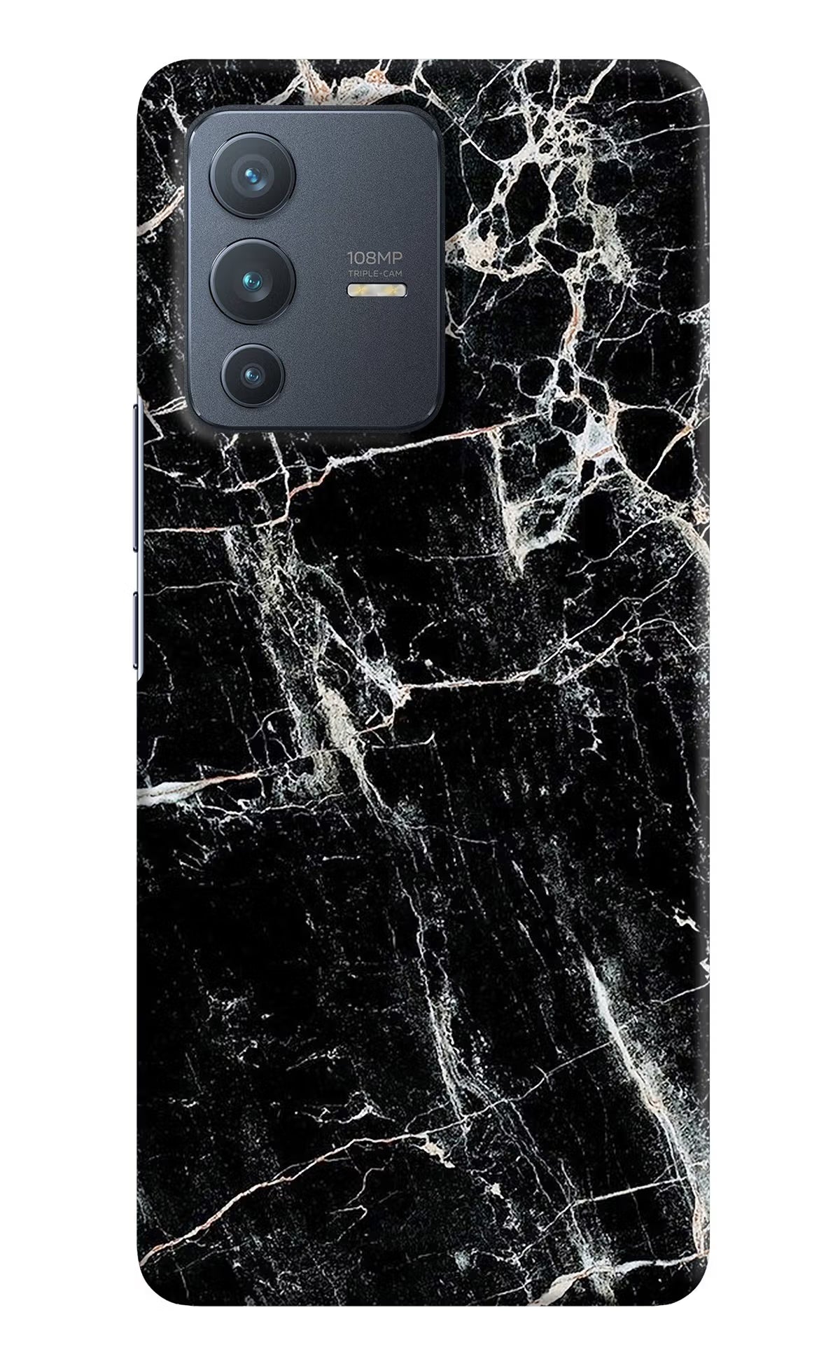 Black Marble Texture Vivo V23 Pro 5G Hard Case Back Cover by Casekaro