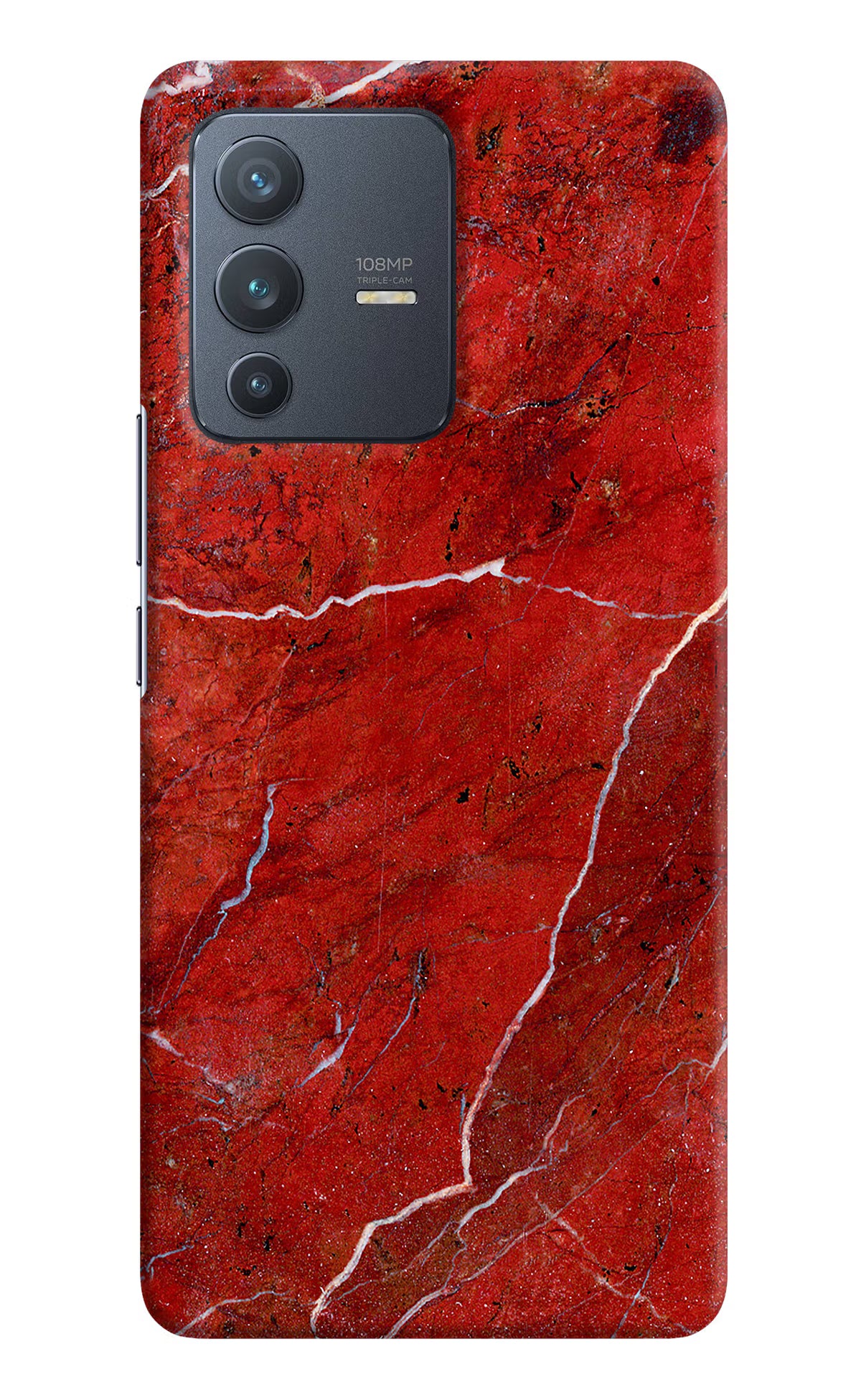 Red Marble Design Vivo V23 Pro 5G Hard Case Back Cover by Casekaro