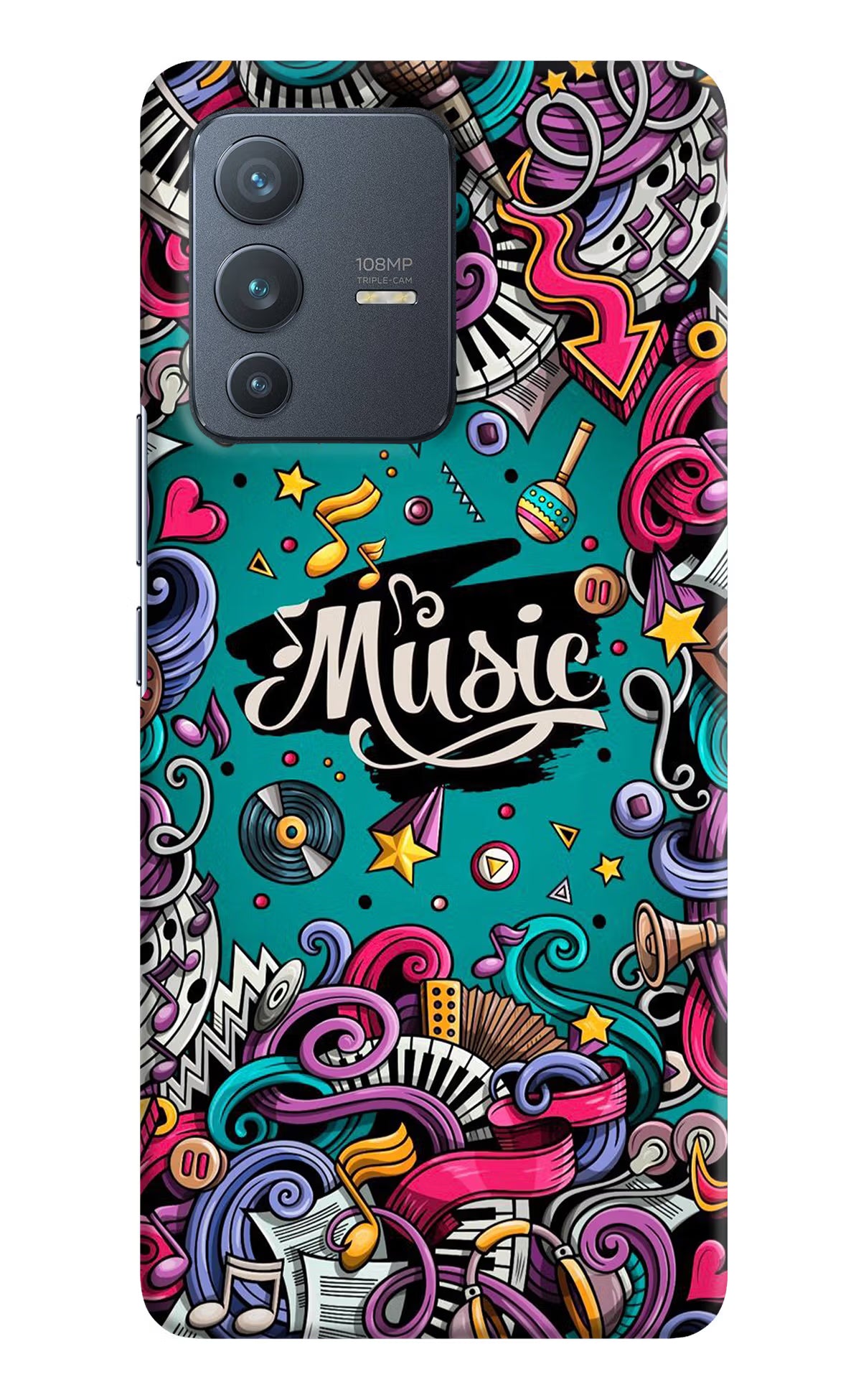 Music Graffiti Vivo V23 Pro 5G Hard Case Back Cover by Casekaro
