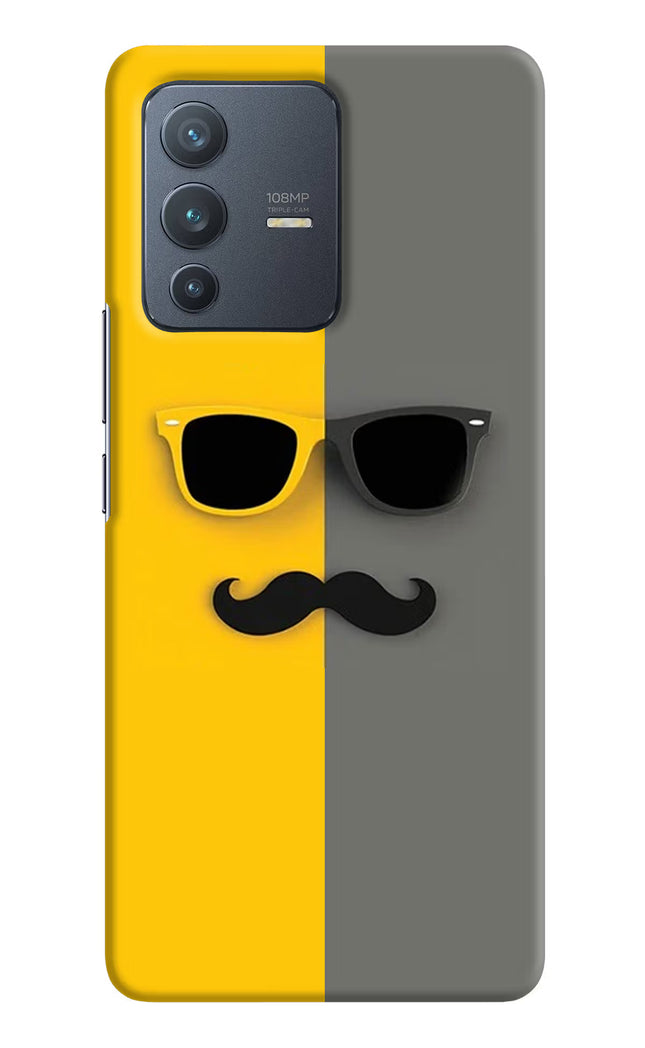 Sunglasses with Mustache Vivo V23 Pro 5G Hard Case Back Cover by Casekaro