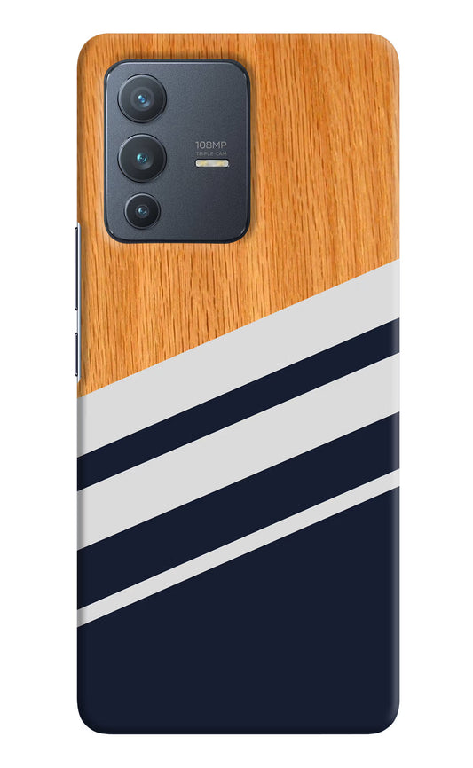 Blue and white wooden Vivo V23 Pro 5G Hard Case Back Cover by Casekaro