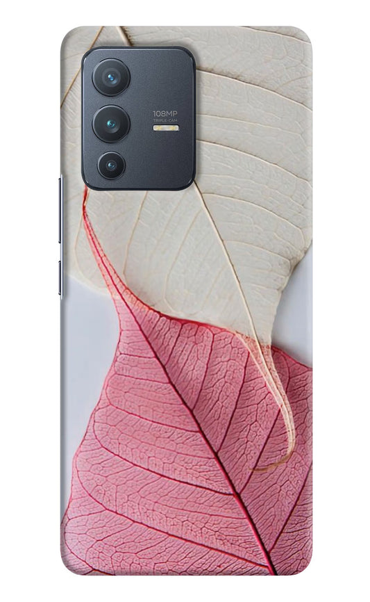 White Pink Leaf Vivo V23 Pro 5G Hard Case Back Cover by Casekaro