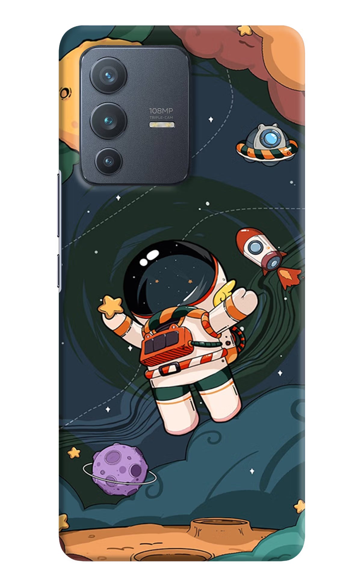 Cartoon Astronaut Vivo V23 Pro 5G Hard Case Back Cover by Casekaro