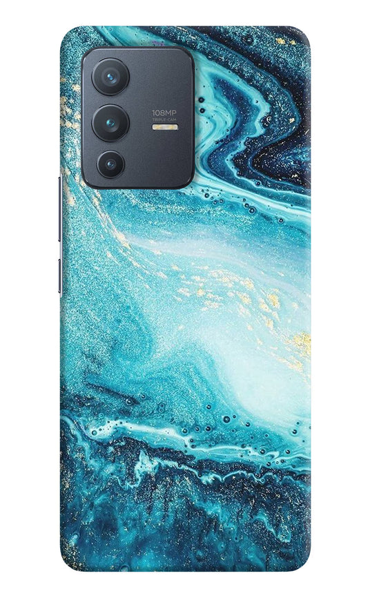 Blue Glitter Marble Vivo V23 Pro 5G Hard Case Back Cover by Casekaro