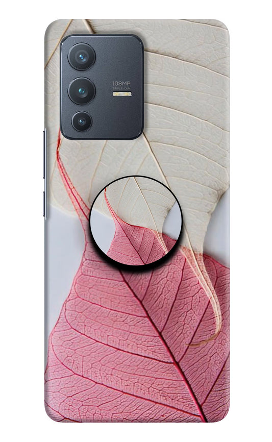 White Pink Leaf Vivo V23 Pro 5G Pop Case by Casekaro