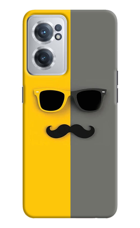 Sunglasses with Mustache OnePlus Nord CE 2 5G Hard Case Back Cover by Casekaro