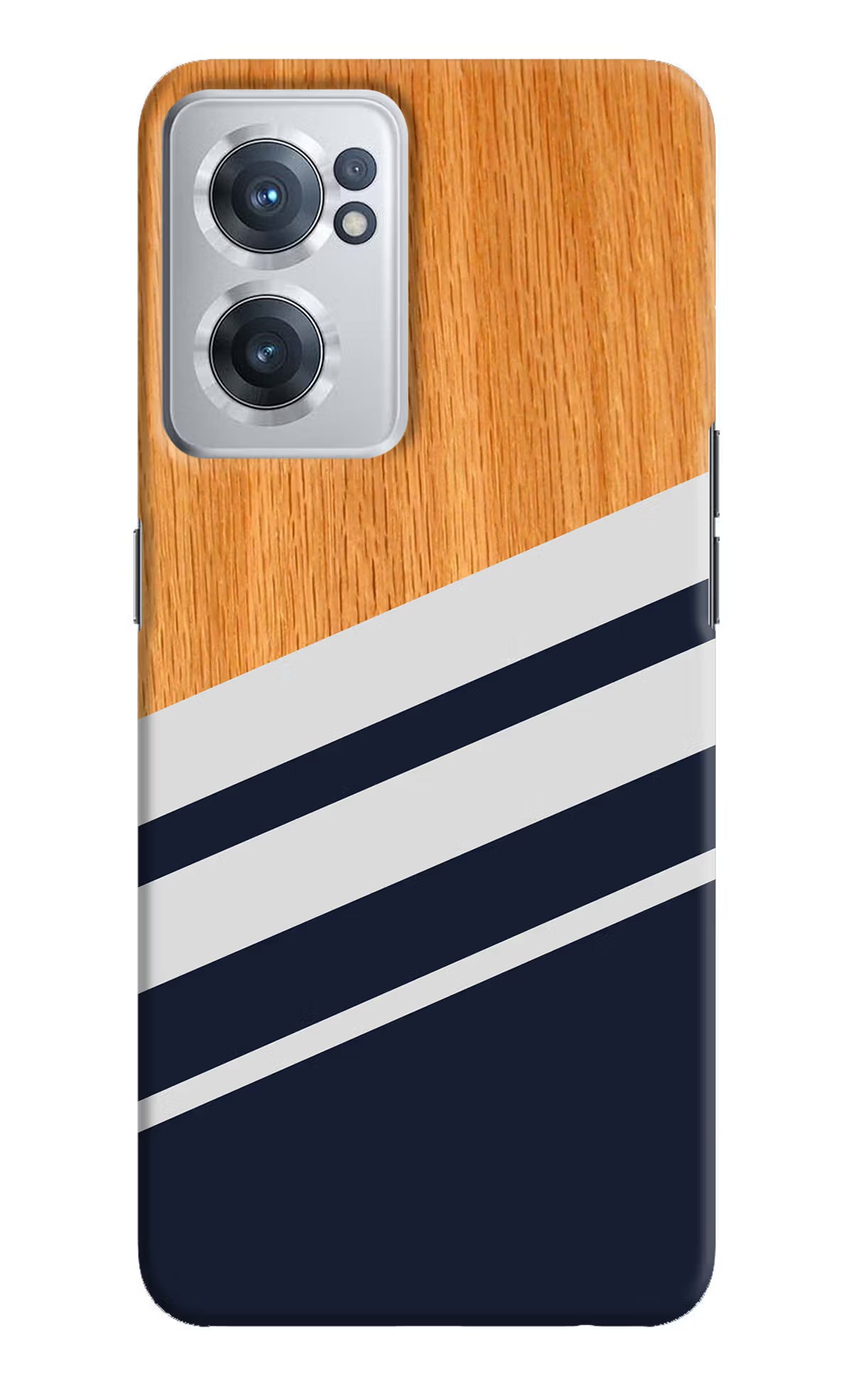 Blue and white wooden OnePlus Nord CE 2 5G Hard Case Back Cover by Casekaro