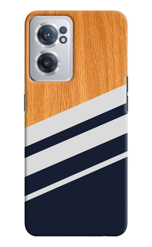 Blue and white wooden OnePlus Nord CE 2 5G Hard Case Back Cover by Casekaro