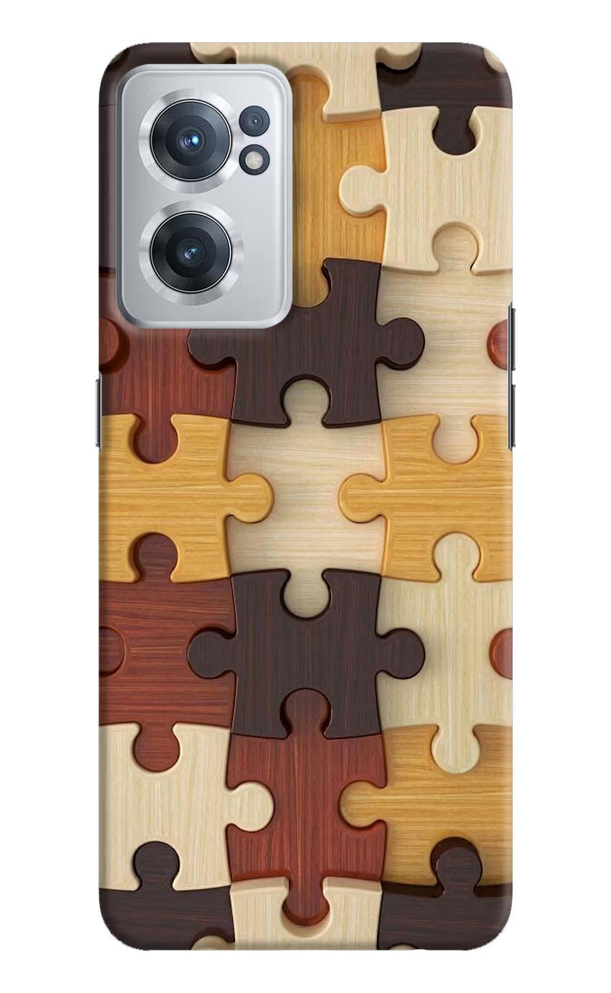 Wooden Puzzle OnePlus Nord CE 2 5G Hard Case Back Cover by Casekaro
