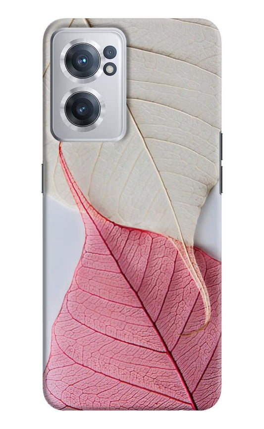 White Pink Leaf OnePlus Nord CE 2 5G Hard Case Back Cover by Casekaro