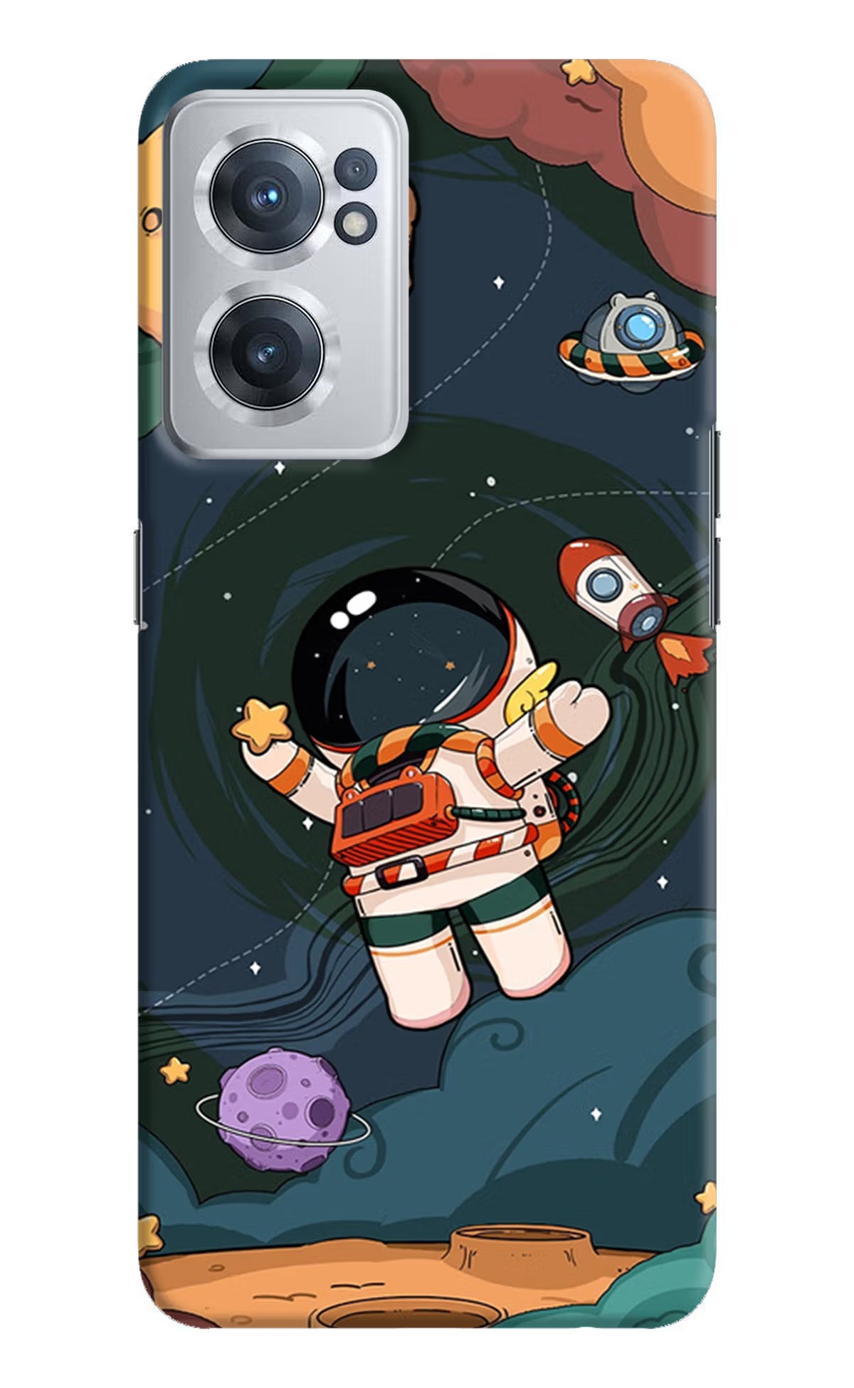 Cartoon Astronaut OnePlus Nord CE 2 5G Hard Case Back Cover by Casekaro