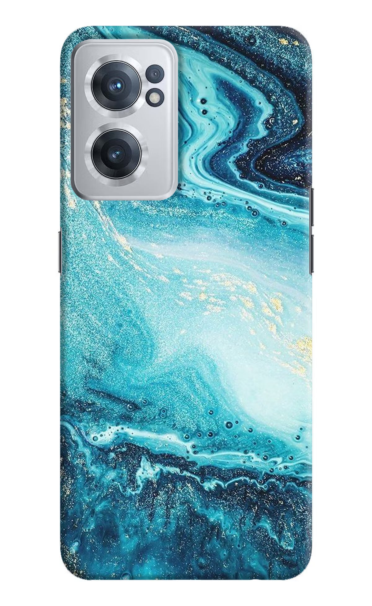 Blue Glitter Marble OnePlus Nord CE 2 5G Hard Case Back Cover by Casekaro