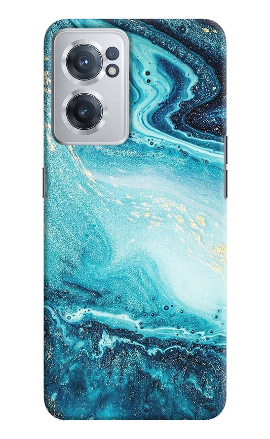 Blue Glitter Marble OnePlus Nord CE 2 5G Hard Case Back Cover by Casekaro