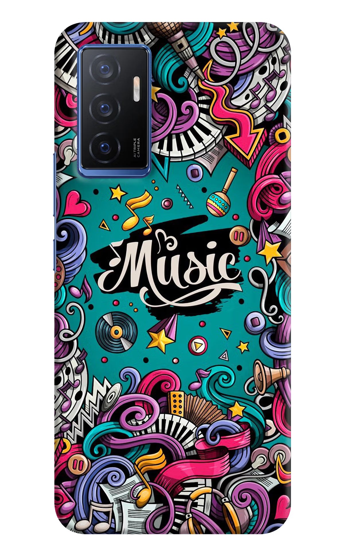 Music Graffiti Vivo V23E 5G Hard Case Back Cover by Casekaro