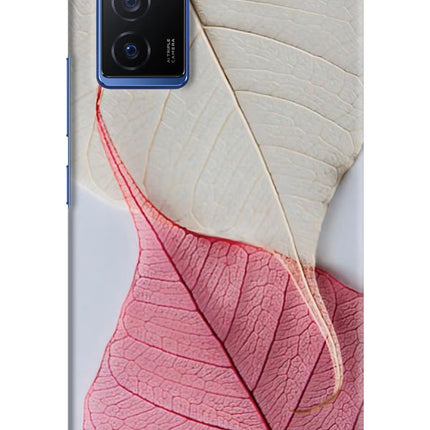 White Pink Leaf Vivo V23E 5G Hard Case Back Cover by Casekaro