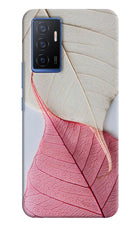White Pink Leaf Vivo V23E 5G Hard Case Back Cover by Casekaro