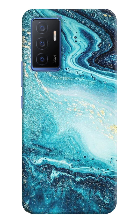 Blue Glitter Marble Vivo V23E 5G Hard Case Back Cover by Casekaro