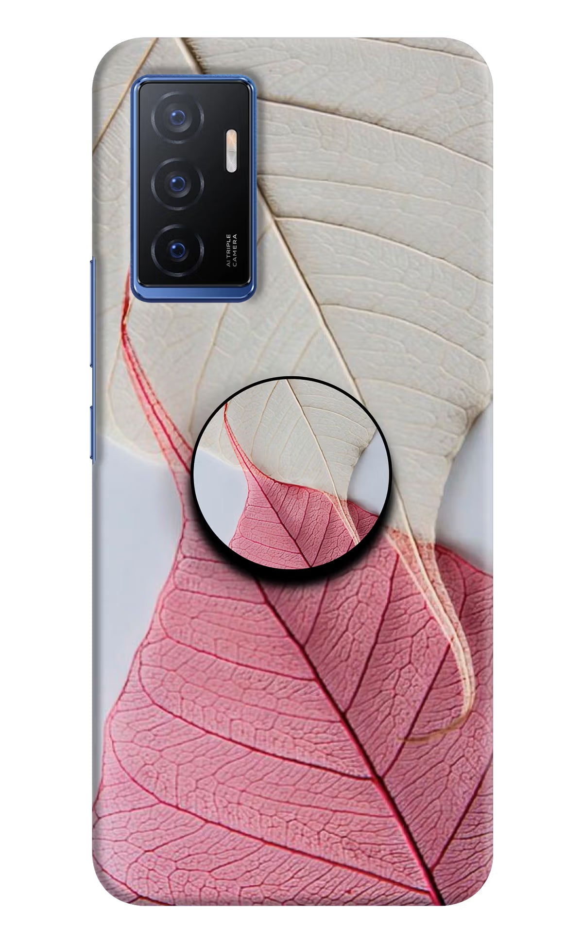 White Pink Leaf Vivo V23E 5G Pop Case by Casekaro