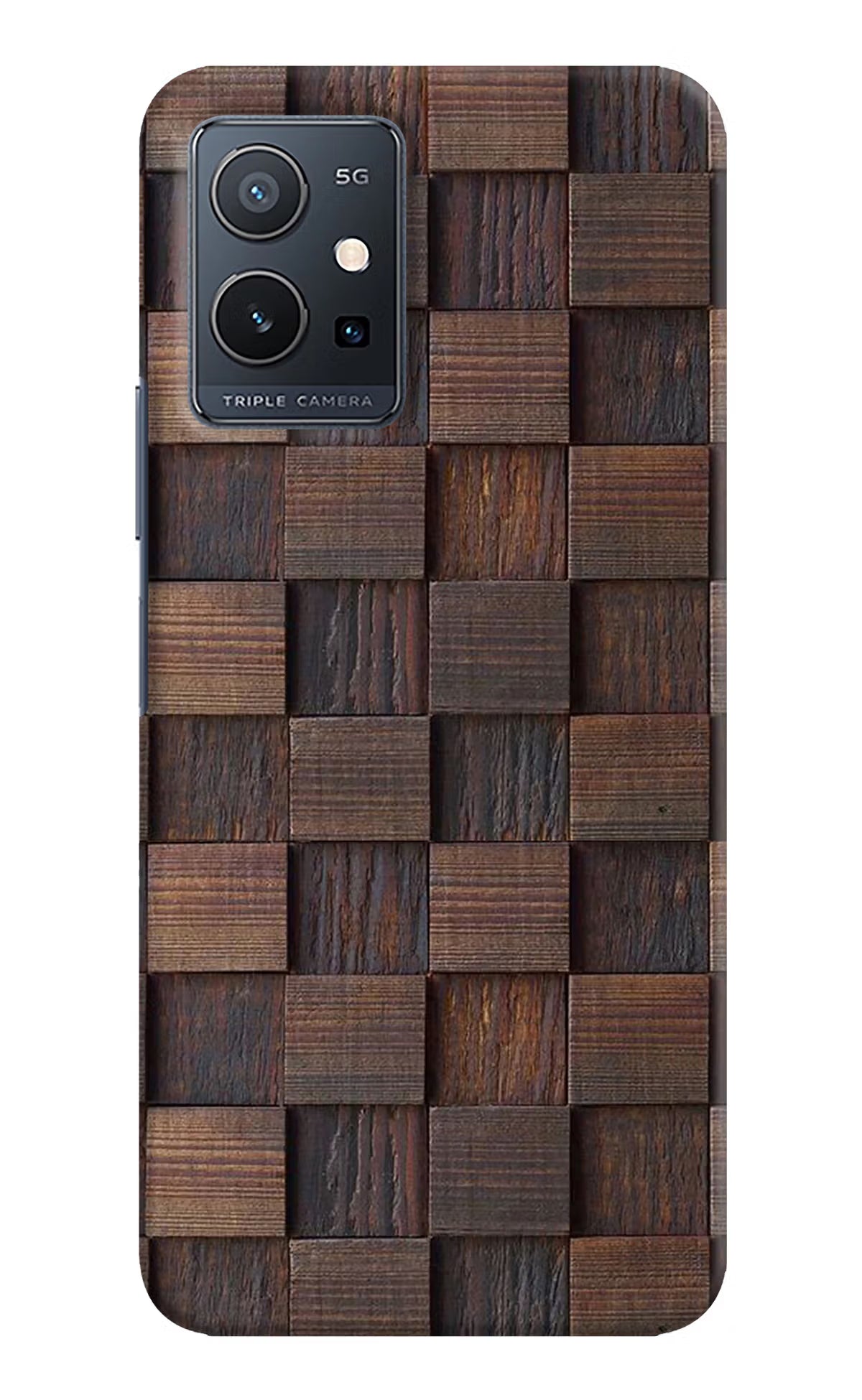 Wooden Cube Design Vivo Y75 5G/Vivo T1 5G Hard Case Back Cover by Casekaro