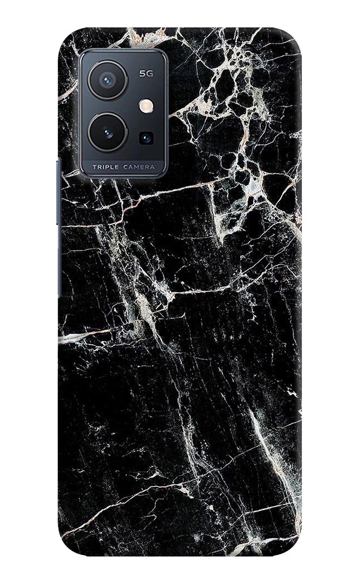 Black Marble Texture Vivo Y75 5G/Vivo T1 5G Hard Case Back Cover by Casekaro