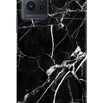 Black Marble Pattern Vivo Y75 5G/Vivo T1 5G Hard Case Back Cover by Casekaro