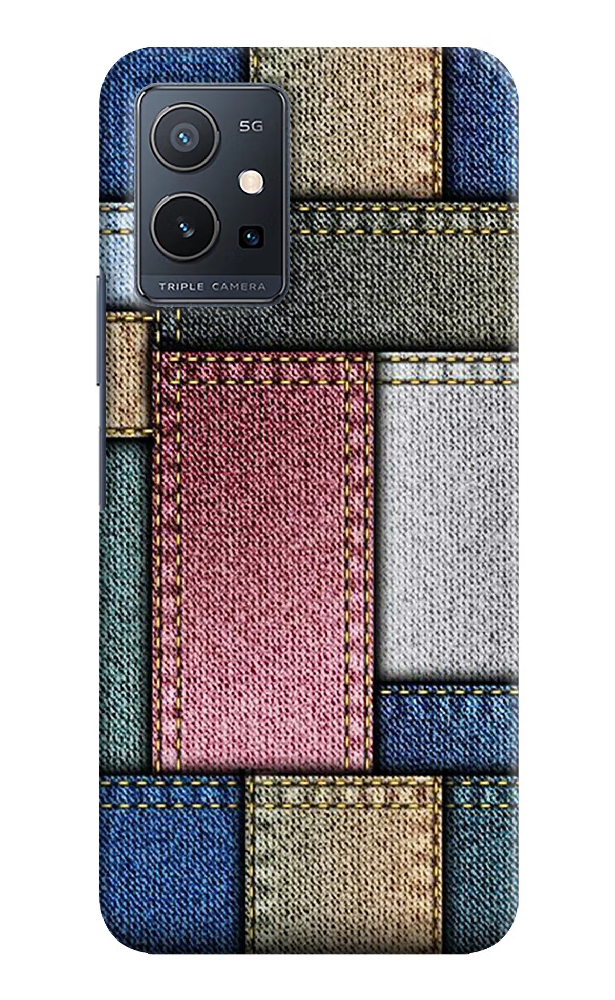 Multicolor Jeans Vivo Y75 5G/Vivo T1 5G Hard Case Back Cover by Casekaro