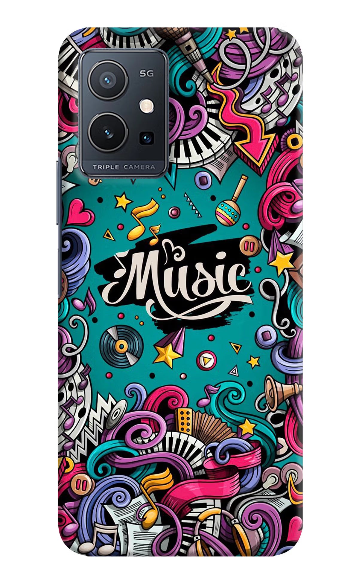 Music Graffiti Vivo Y75 5G/Vivo T1 5G Hard Case Back Cover by Casekaro