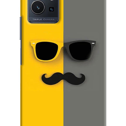 Sunglasses with Mustache Vivo Y75 5G/Vivo T1 5G Hard Case Back Cover by Casekaro