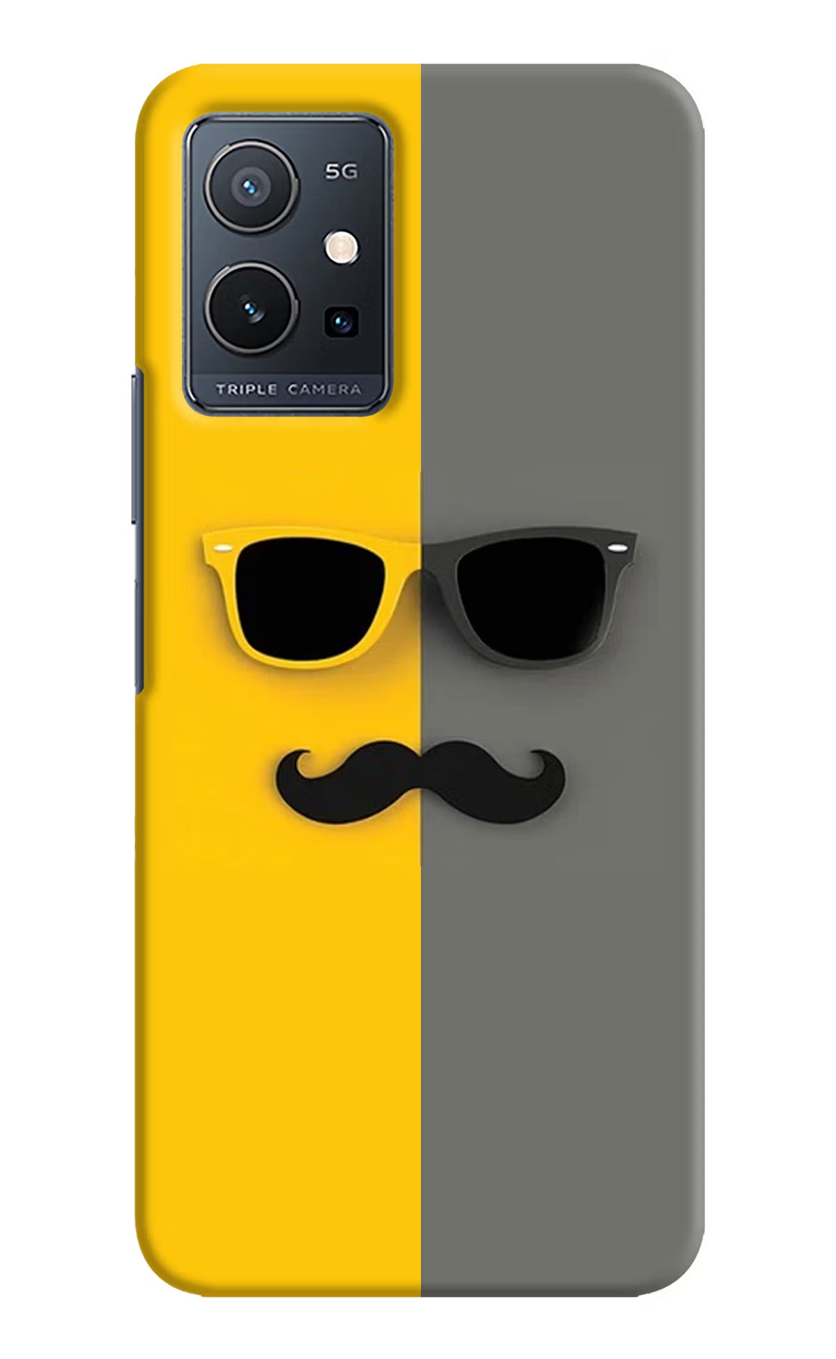 Sunglasses with Mustache Vivo Y75 5G/Vivo T1 5G Hard Case Back Cover by Casekaro