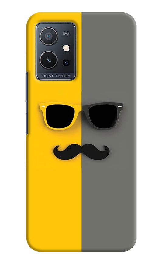 Sunglasses with Mustache Vivo Y75 5G/Vivo T1 5G Hard Case Back Cover by Casekaro