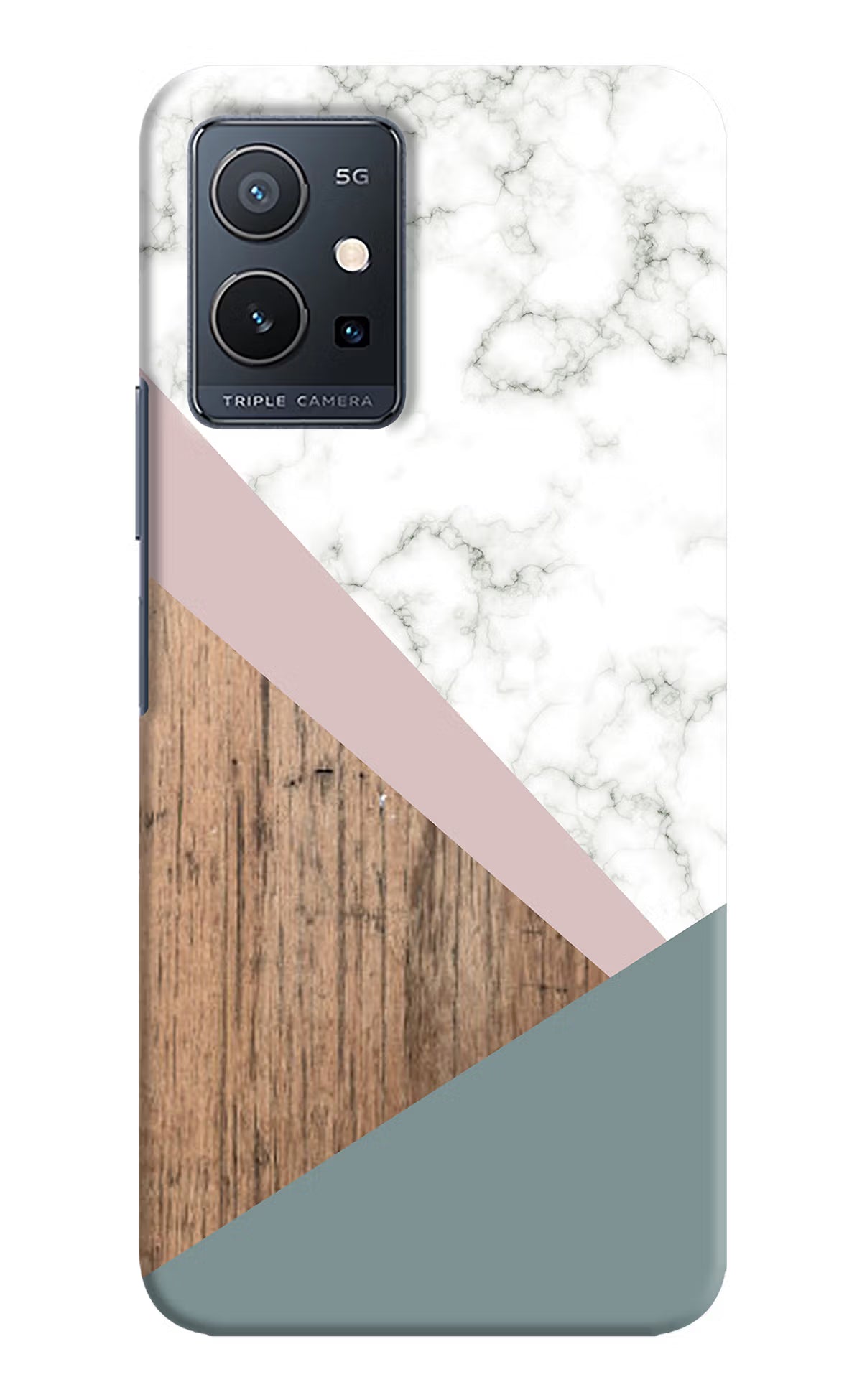 Marble wood Abstract Vivo Y75 5G/Vivo T1 5G Hard Case Back Cover by Casekaro