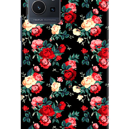 Rose Pattern Vivo Y75 5G/Vivo T1 5G Hard Case Back Cover by Casekaro
