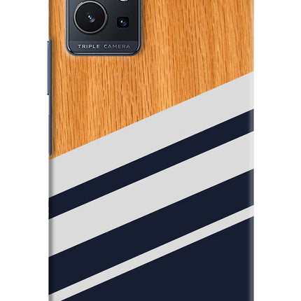 Blue and white wooden Vivo Y75 5G/Vivo T1 5G Hard Case Back Cover by Casekaro