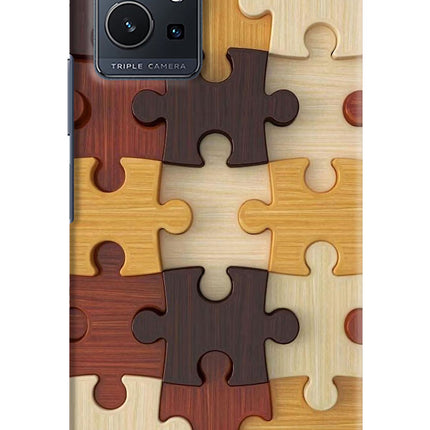 Wooden Puzzle Vivo Y75 5G/Vivo T1 5G Hard Case Back Cover by Casekaro