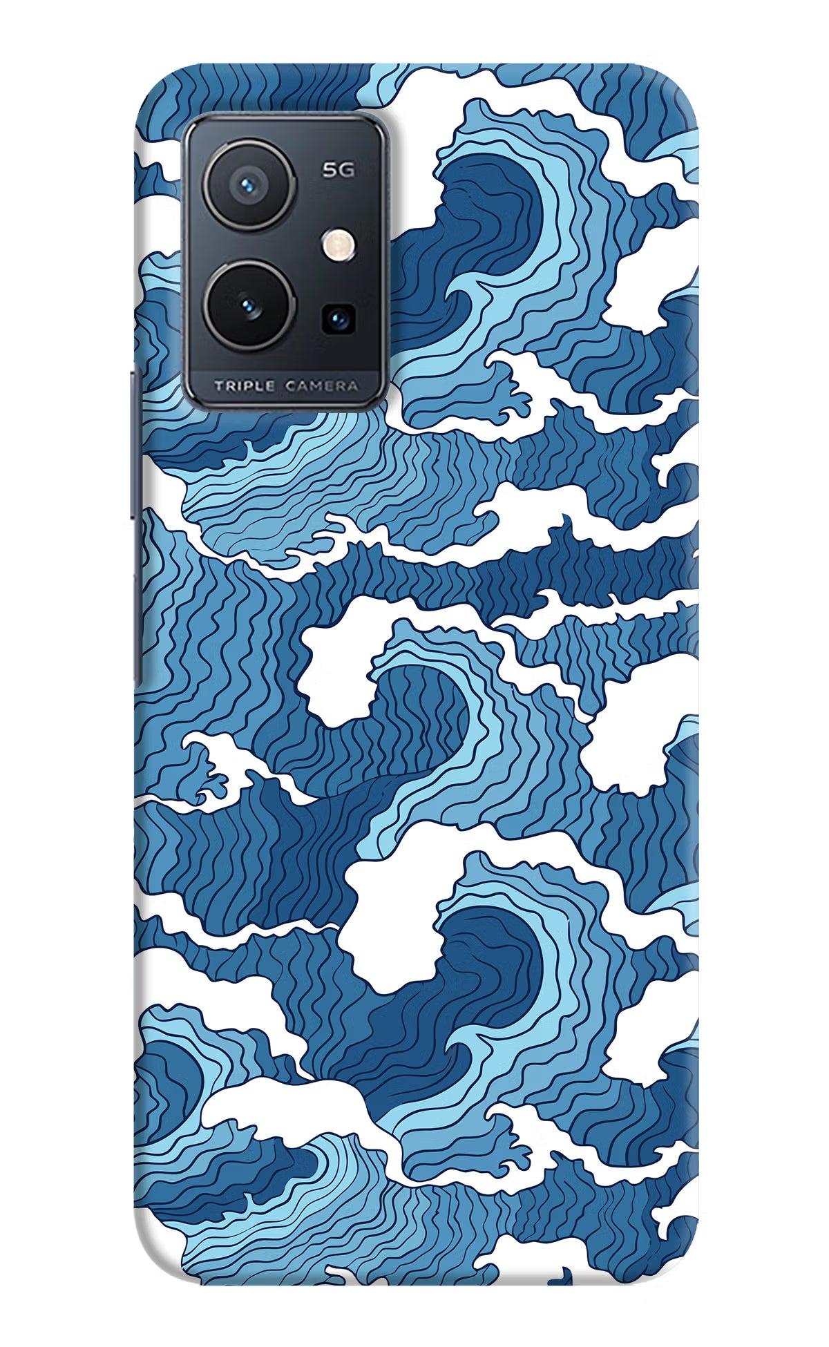 Blue Waves Vivo Y75 5G/Vivo T1 5G Hard Case Back Cover by Casekaro