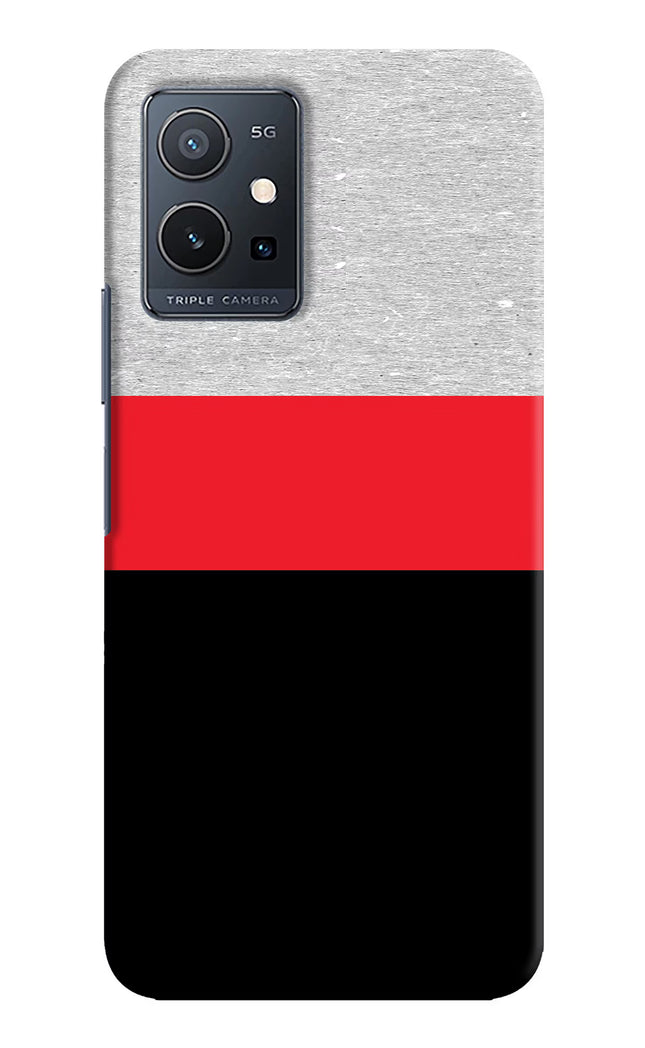 Tri Color Pattern Vivo Y75 5G/Vivo T1 5G Hard Case Back Cover by Casekaro