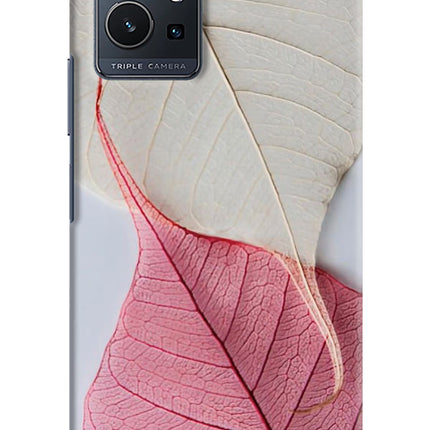 White Pink Leaf Vivo Y75 5G/Vivo T1 5G Hard Case Back Cover by Casekaro