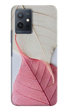 White Pink Leaf Vivo Y75 5G/Vivo T1 5G Hard Case Back Cover by Casekaro