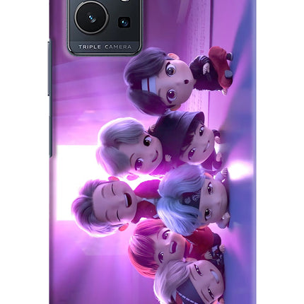 BTS Chibi Vivo Y75 5G/Vivo T1 5G Hard Case Back Cover by Casekaro