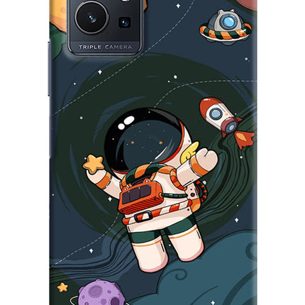 Cartoon Astronaut Vivo Y75 5G/Vivo T1 5G Hard Case Back Cover by Casekaro