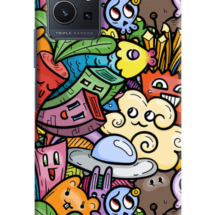 Veggie Doodle Vivo Y75 5G/Vivo T1 5G Hard Case Back Cover by Casekaro
