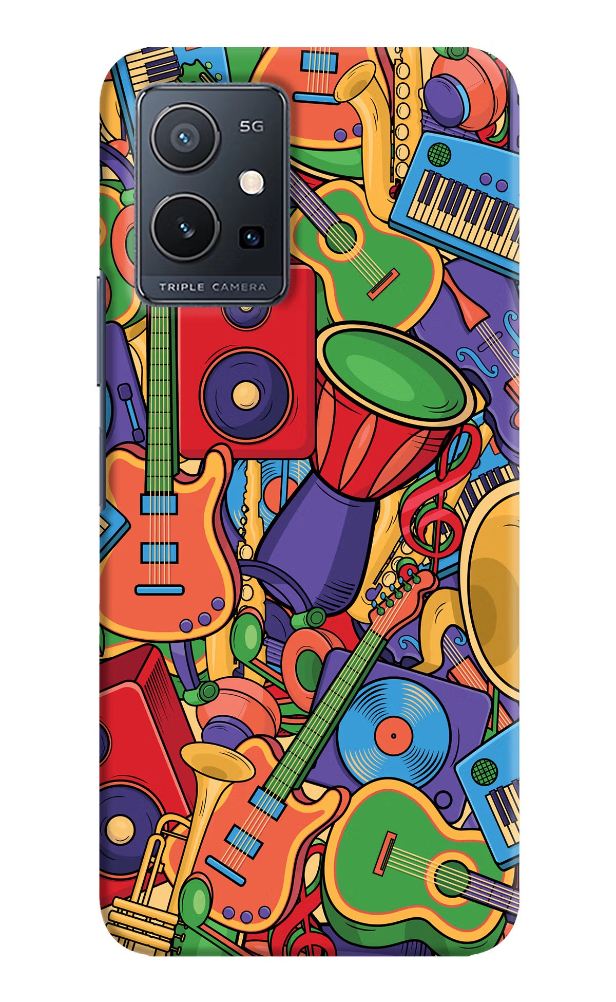 Music Instrument Doodle Vivo Y75 5G/Vivo T1 5G Hard Case Back Cover by Casekaro