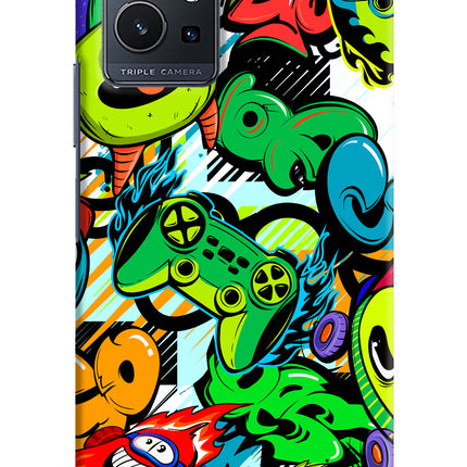 Game Doodle Vivo Y75 5G/Vivo T1 5G Hard Case Back Cover by Casekaro