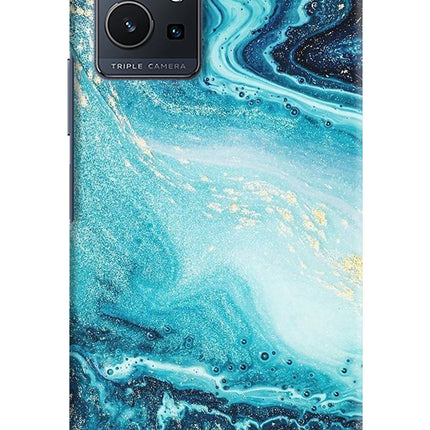 Blue Glitter Marble Vivo Y75 5G/Vivo T1 5G Hard Case Back Cover by Casekaro