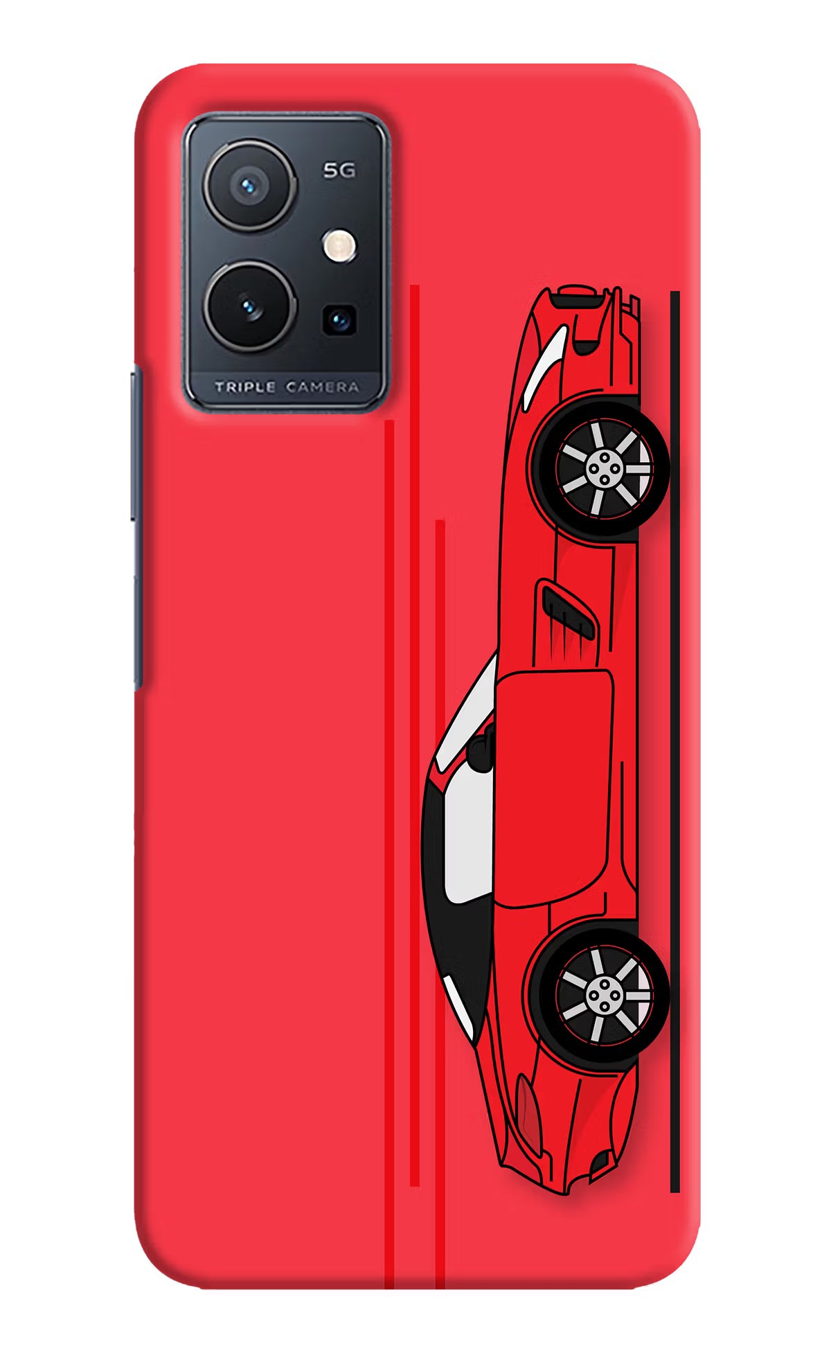 Red Velocity Vivo Y75 5G/Vivo T1 5G Hard Case Back Cover by Casekaro