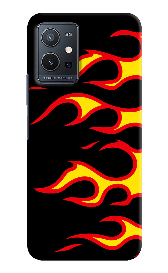 Side Sweep Flames Vivo Y75 5G/Vivo T1 5G Hard Case Back Cover by Casekaro