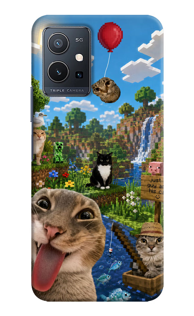 Minecraft Cat Chaos Vivo Y75 5G/Vivo T1 5G Hard Case Back Cover by Casekaro