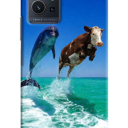 Dolphin vs Cow Vivo Y75 5G/Vivo T1 5G Hard Case Back Cover by Casekaro