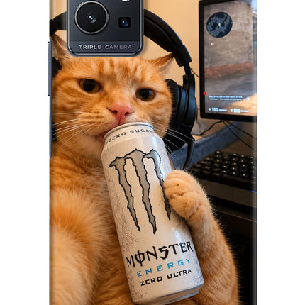 Gamer Cat Energy Vivo Y75 5G/Vivo T1 5G Hard Case Back Cover by Casekaro